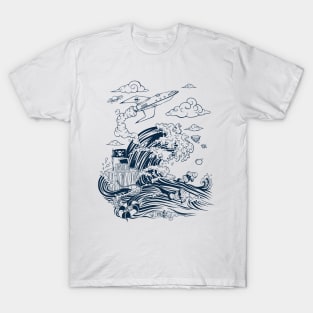 Tsunami manga japan style T-Shirt